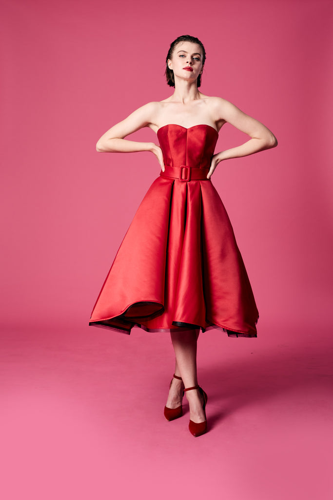 12.	Red ruffle dress
