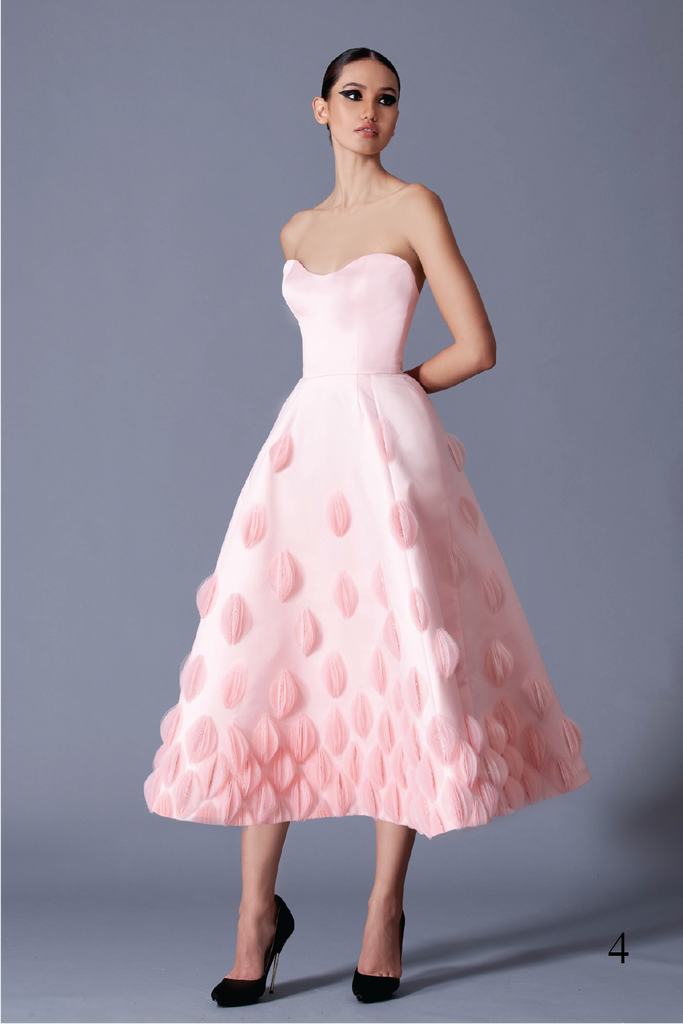Light Pink Dress embellished with Oval Shape Di-cut Tulle