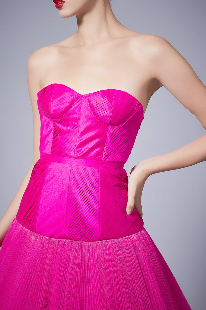Strapless Pleated Dress