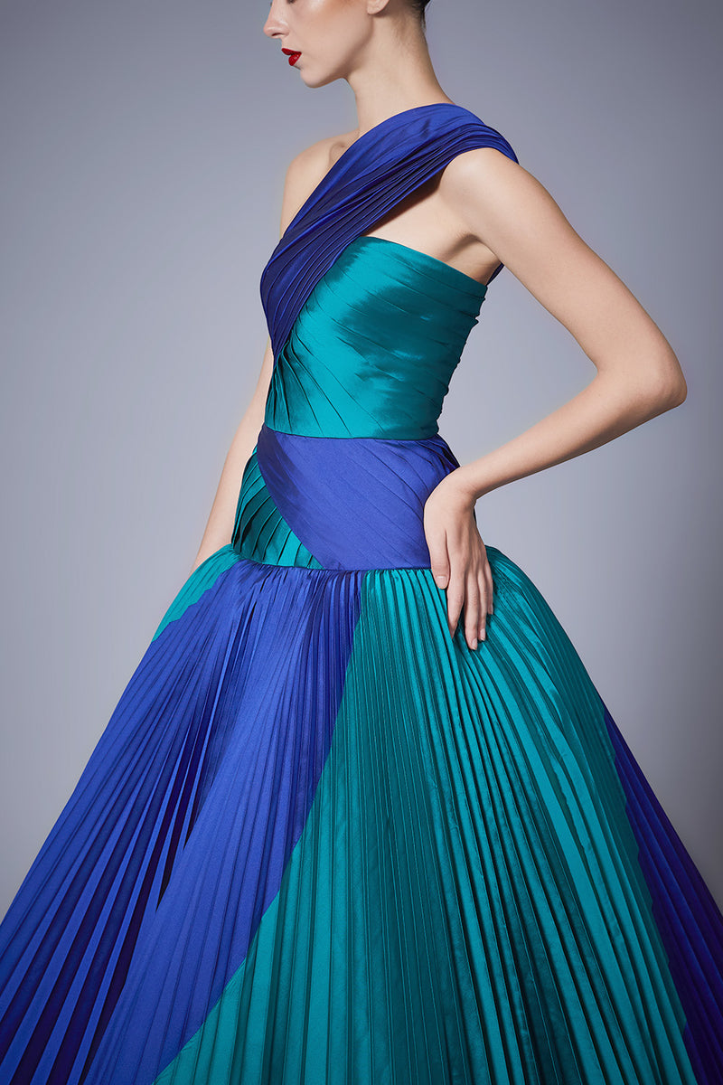 Two tones Pleated Dress