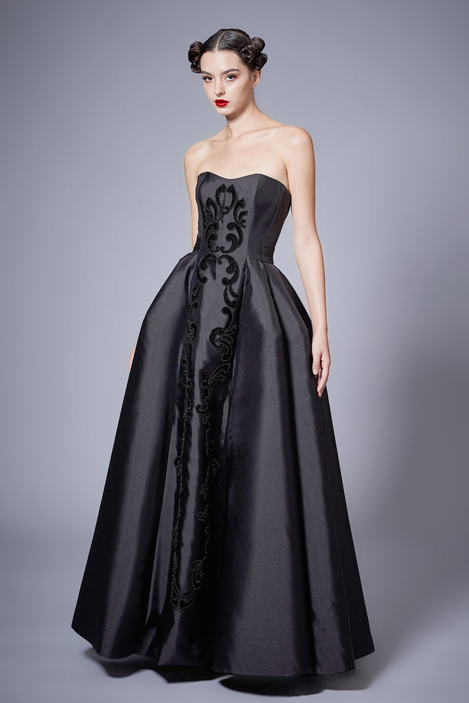 Baroque-inspired Element Embellished and Volume Draped Dress