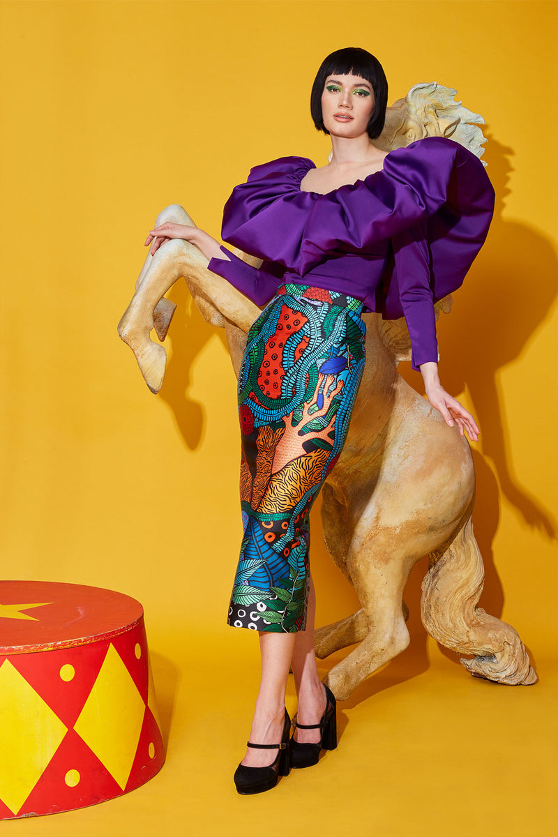 Printed Pencil Skirt