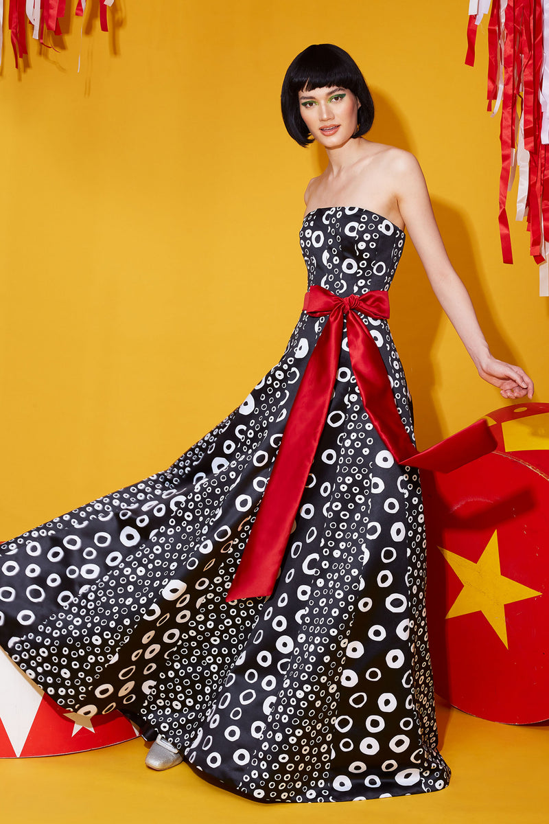 Strapless Bold Graphic Patchwork Dress