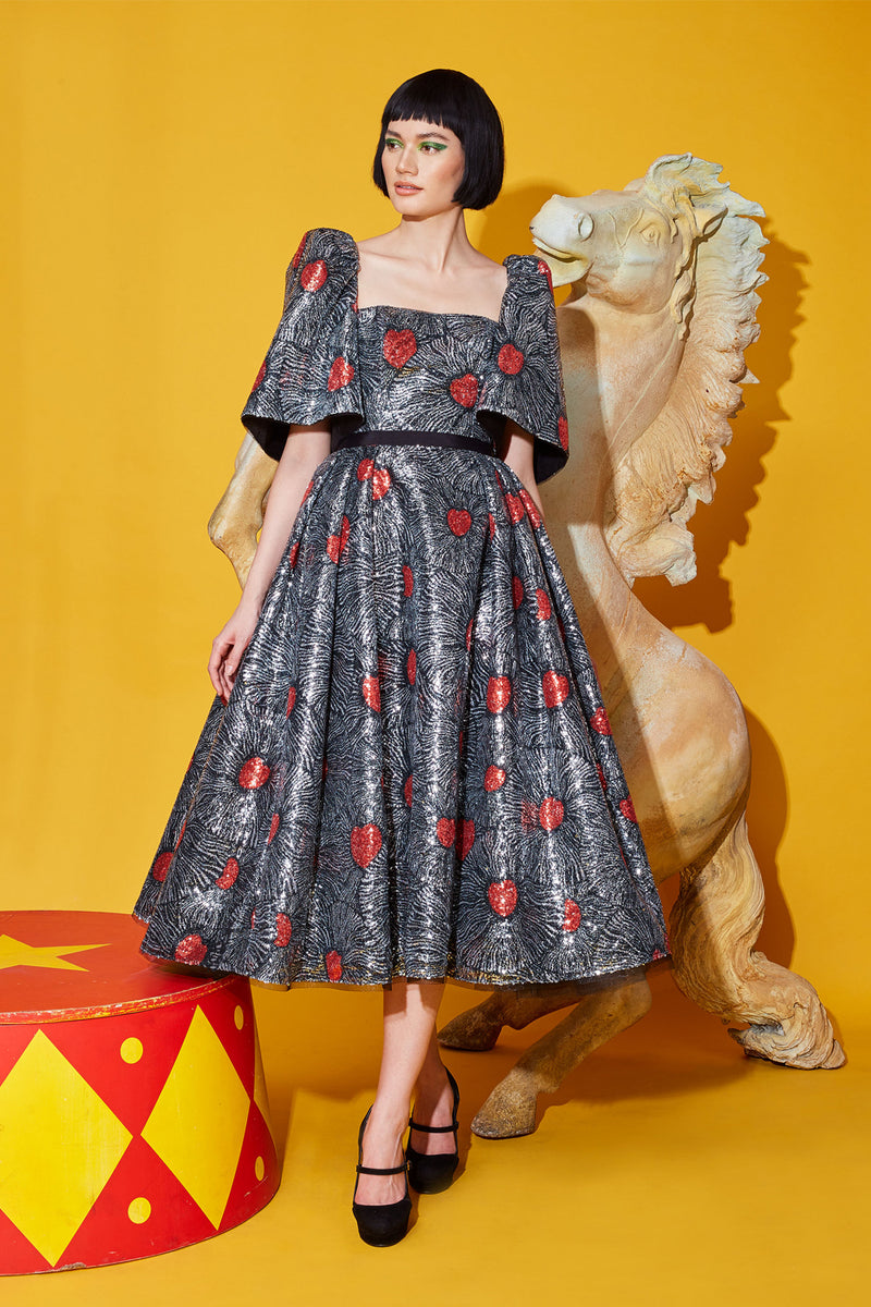 1940’s Inspired Printed Sequin Dress