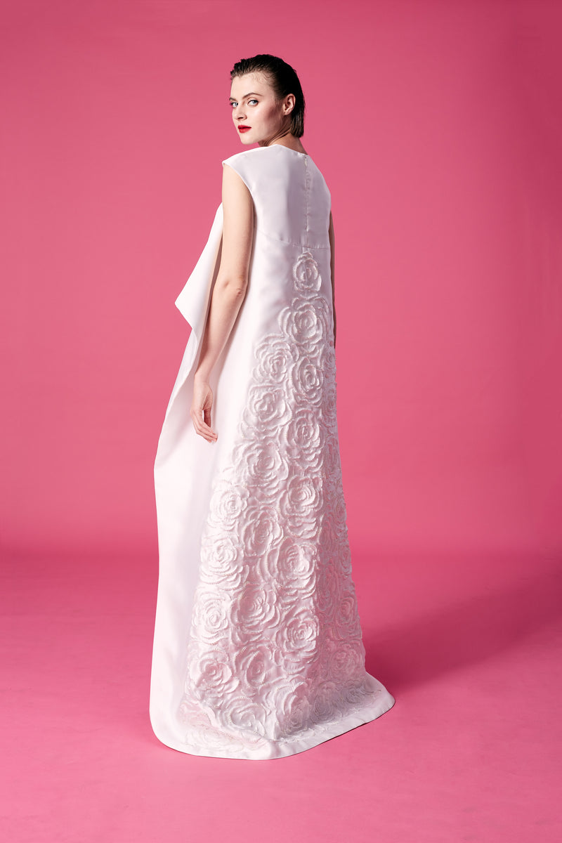 20.	White dress with white pearls embroidery at back top and Long skirt