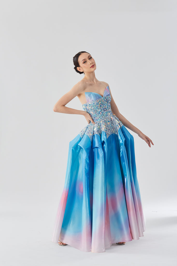 Hologram Flowers and Sequins Embellished Dress