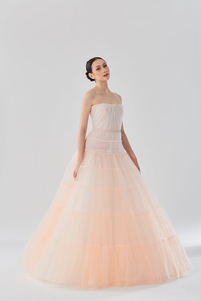 Tiered Tulle Dress with Draped Bodice